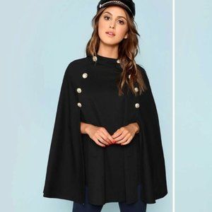 SHEIN Black Button Cape